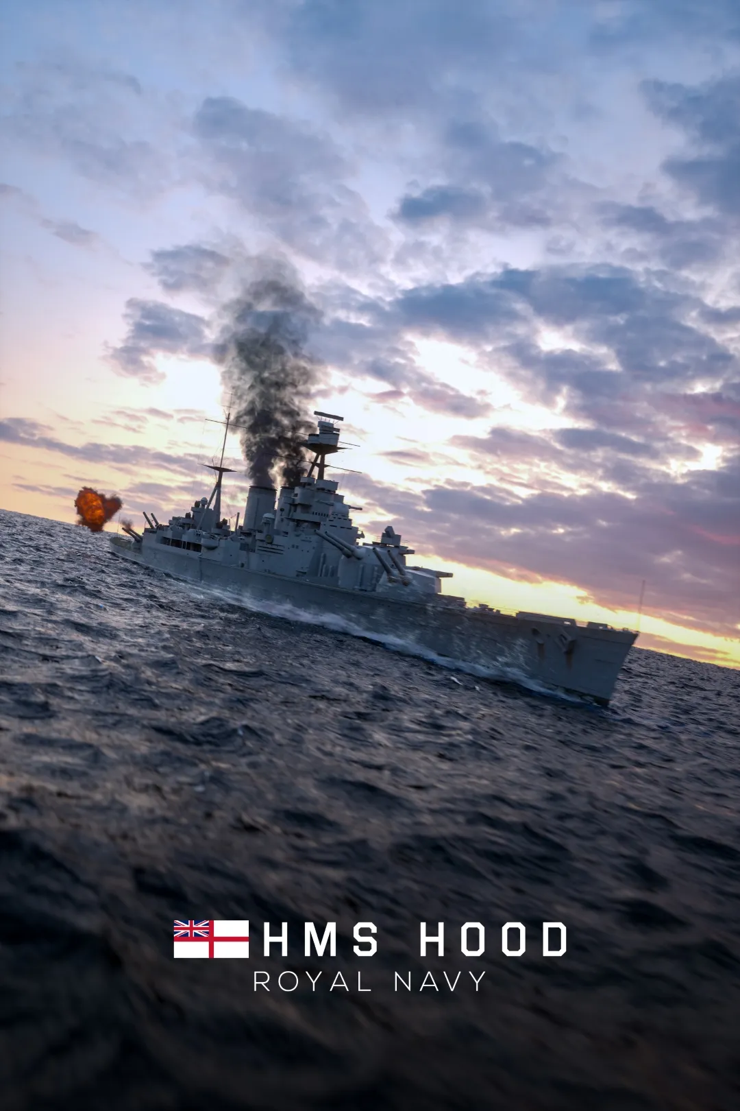 HMS Hood cinematic naval 3D visualization